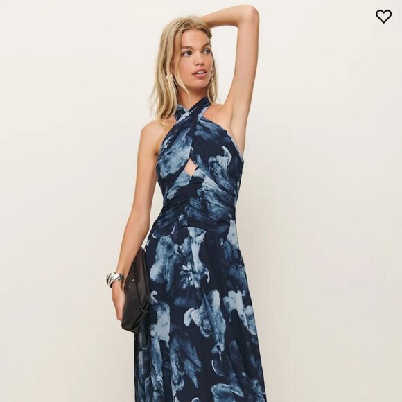 Reformation Cari Dress Midnight Rose - Picture 1 of 5